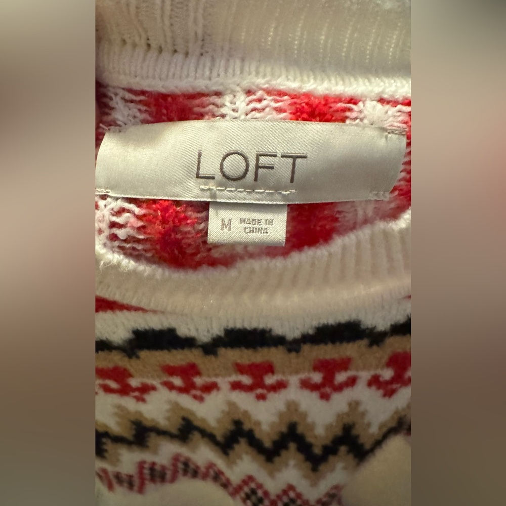 Loft Multicolor Patterned Turtleneck Sweater - image 2